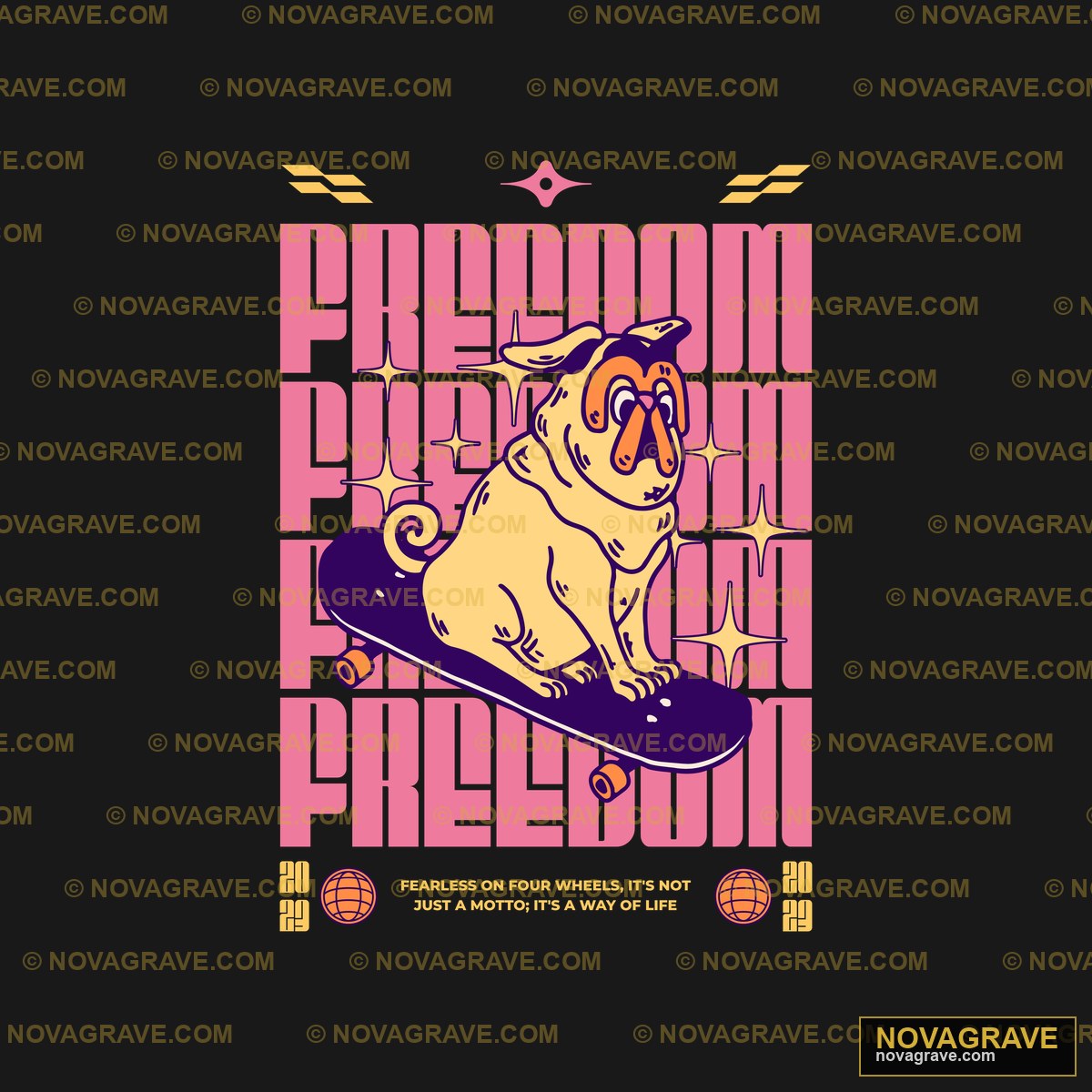 A Pug On A Skateboard With The Wordsfreak Animals Wildlife - Design DTF