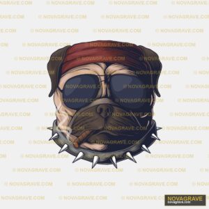 A Pug With A Banda And Sunglasses Animals Wildlife - DTF Transfer Design
