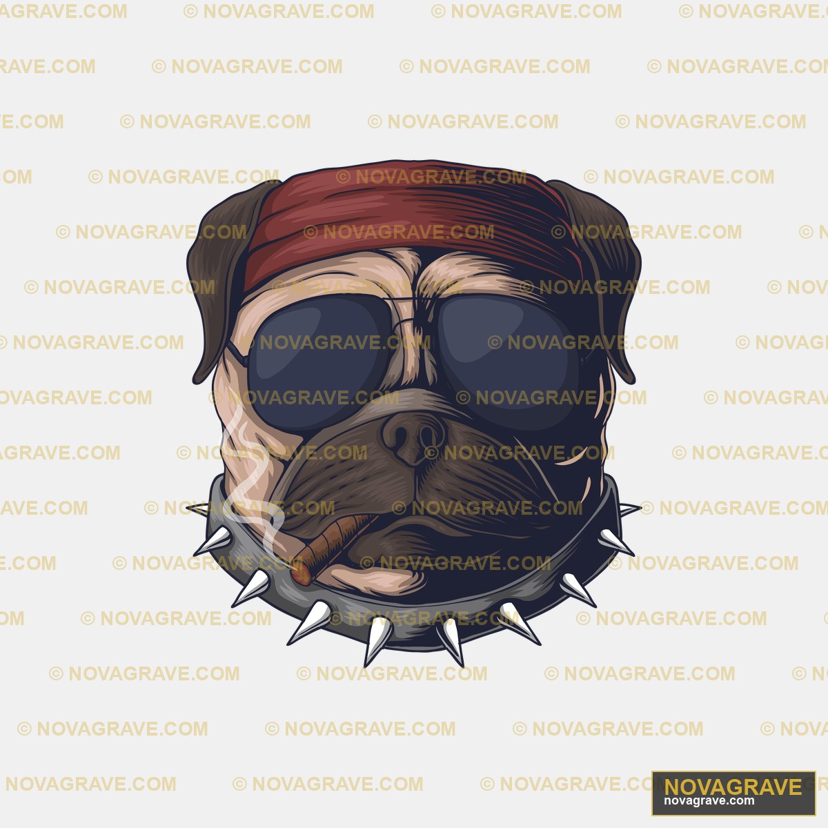 A Pug With A Banda And Sunglasses Animals Wildlife - DTF Transfer Design