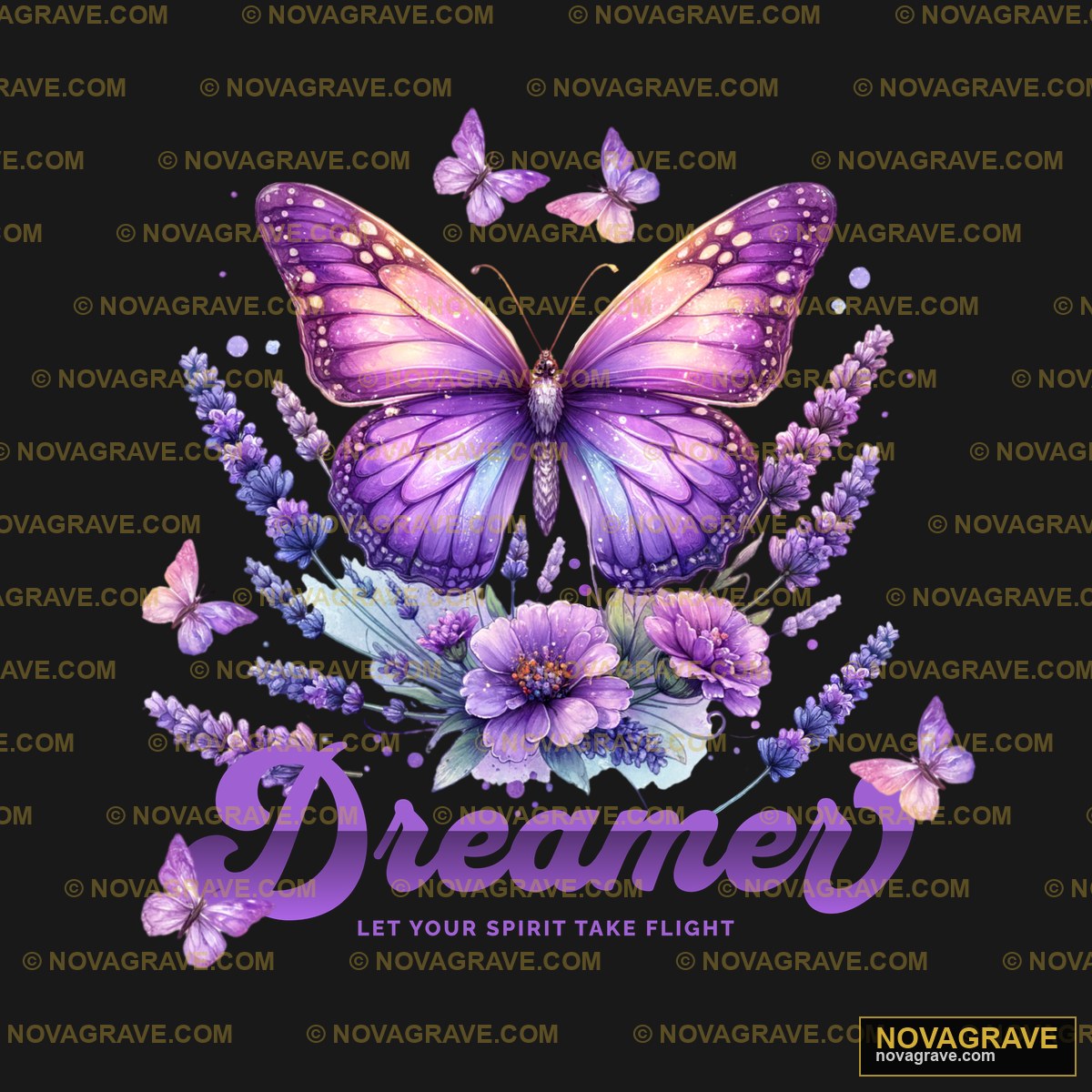 Purple Butterfly Dreamer DTF Design SVG PNG DXF Instant Download