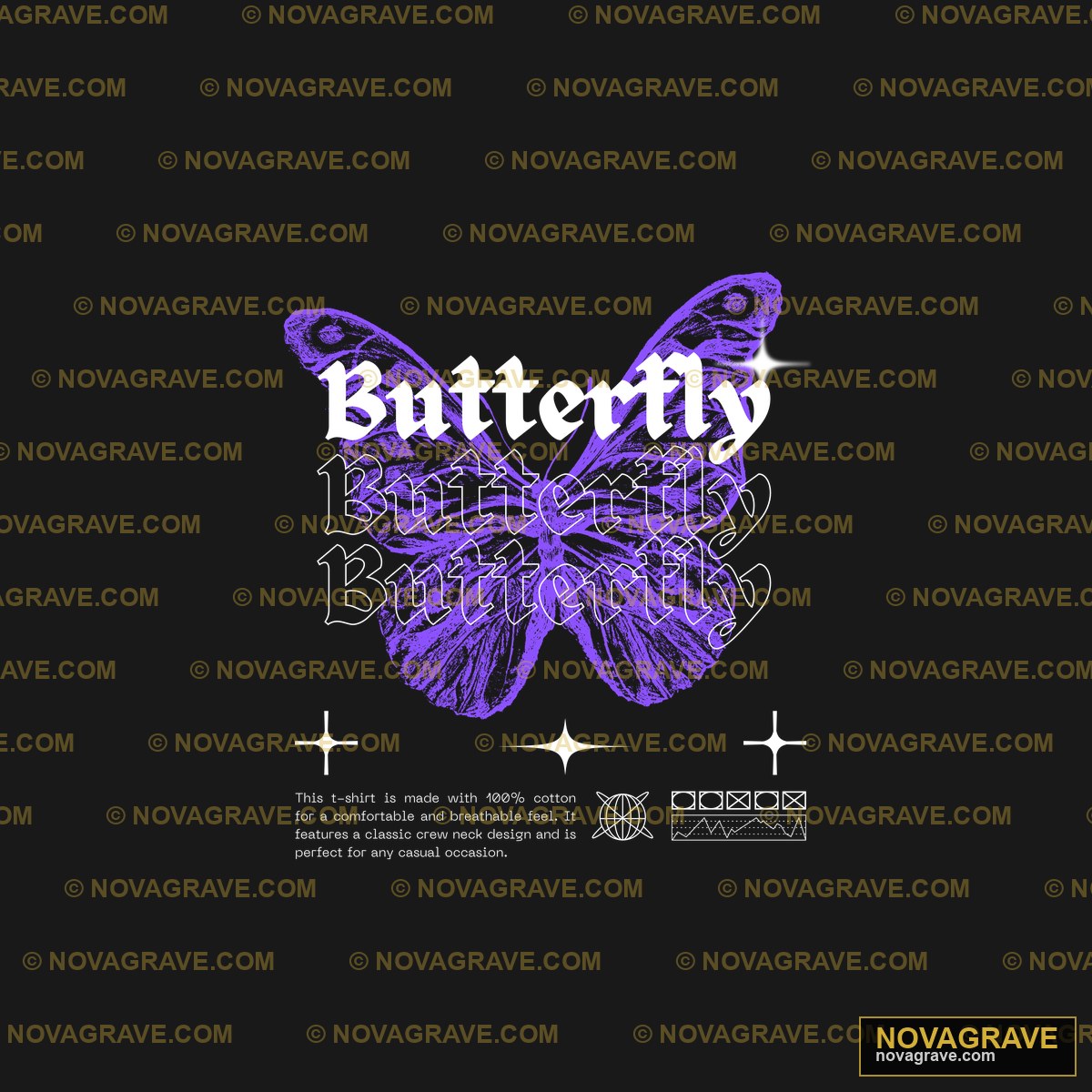 A Purple Butterfly With The Words Butterfly Animals Wildlife 2 - Design DTF