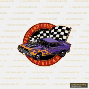 A Purple Car With A Checkered Flag On It Other Designs - DTF Transfer Design