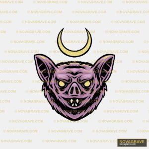 Spooky Bat Crescent Moon Gothic DTF Design SVG PNG DXF