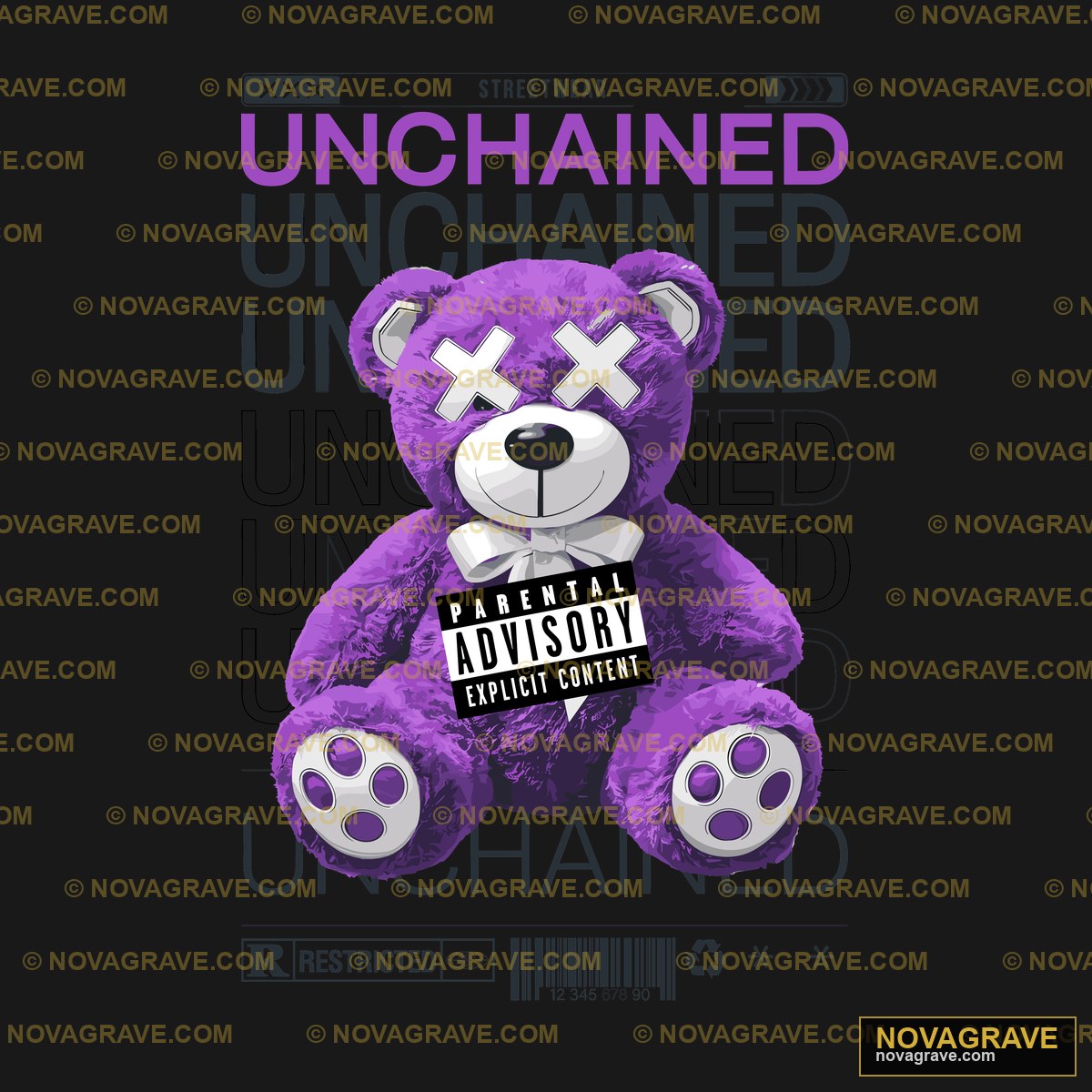 A Purple Teddy Bear Sitting On Top Of A White Animals Wildlife - DTF Transfer Design