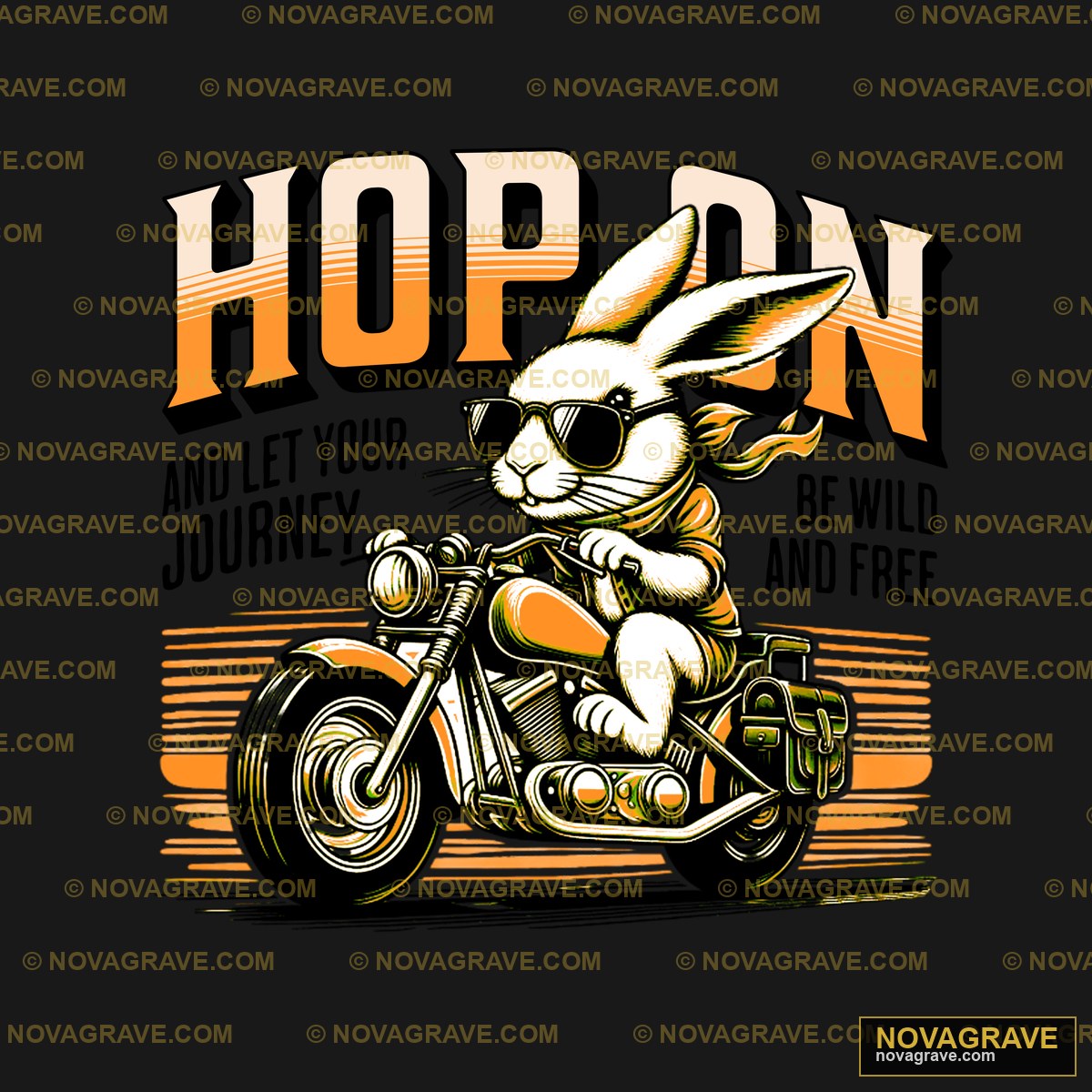 A Rabbit Riding A Motorcycle With The Word Ho Animals Wildlife - DTF Ontwerp