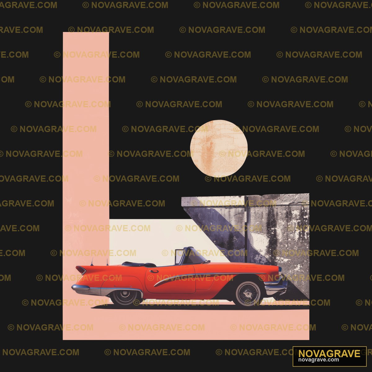 A Red Car Parked In Front Of A Building Other Designs 2 - DTF Transfer Design