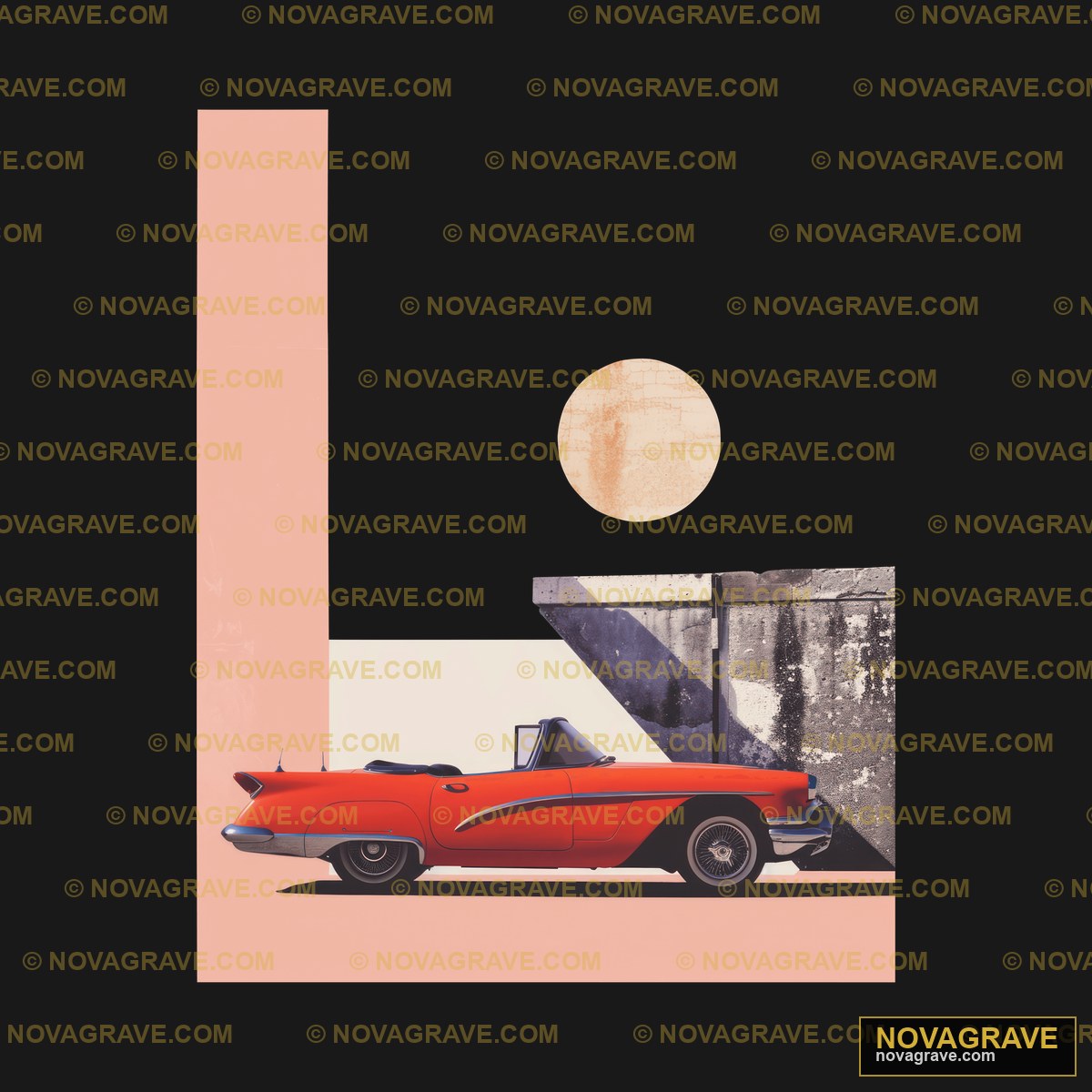 A Red Car Parked In Front Of A Building Other Designs - DTF Transfer Design