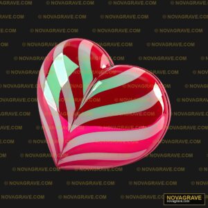 A Red Heart With A Green And White Stripe Seasonal Holiday - DTF Transfer Design