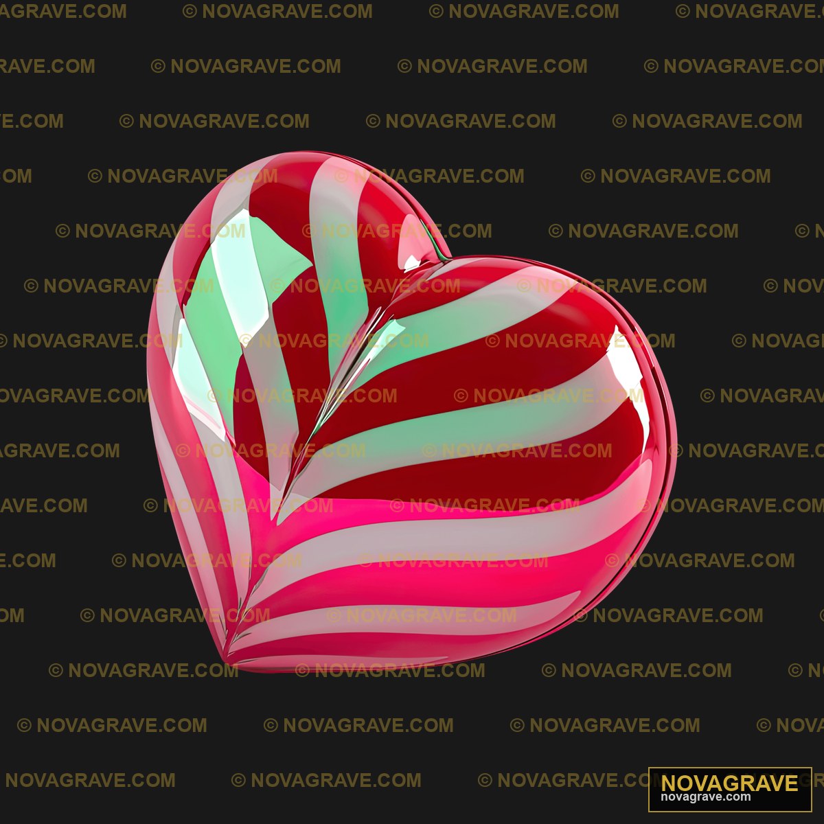 A Red Heart With A Green And White Stripe Seasonal Holiday - DTF Transfer Design