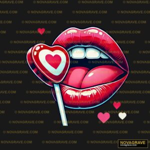 A Red Lips With A Heart On It Seasonal Holiday - DTF Transfer Design