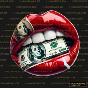 A Red Lips With Money Sticking Out Of It Other Designs - Design DTF