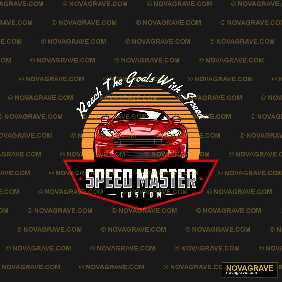 A Red Sports Car With The Words Speed Master Typography Slogans - DTF Transfer Design