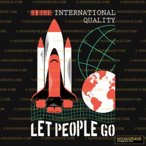 A Rocket With A Globe And A Rocket In The Bac Music Culture - DTF Transfer Design