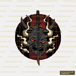 A Samurai Mask With Horns And Horns Other Designs - DTF Transfer Design