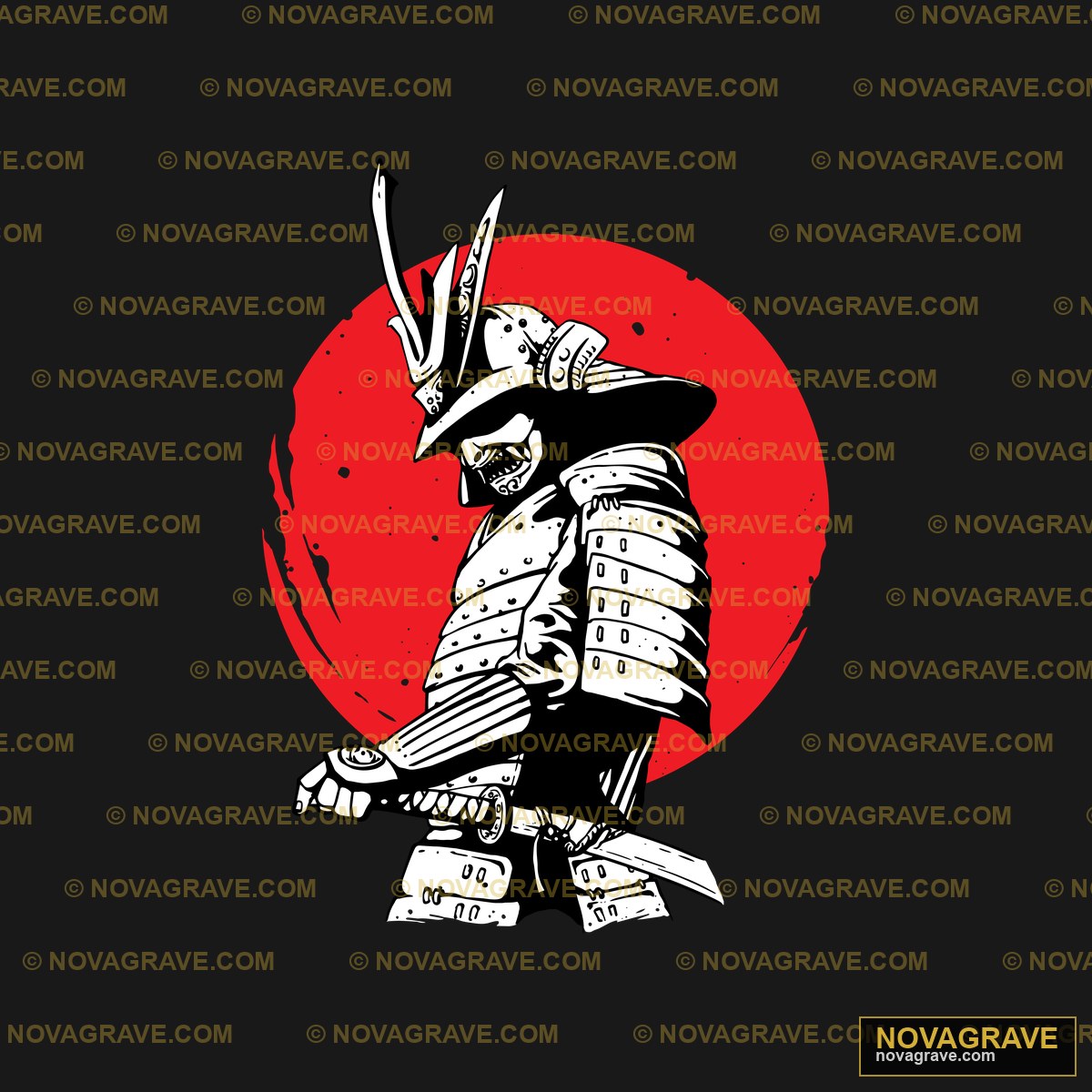 A Samurai Standing In Front Of Other Designs - DTF Transfer Design