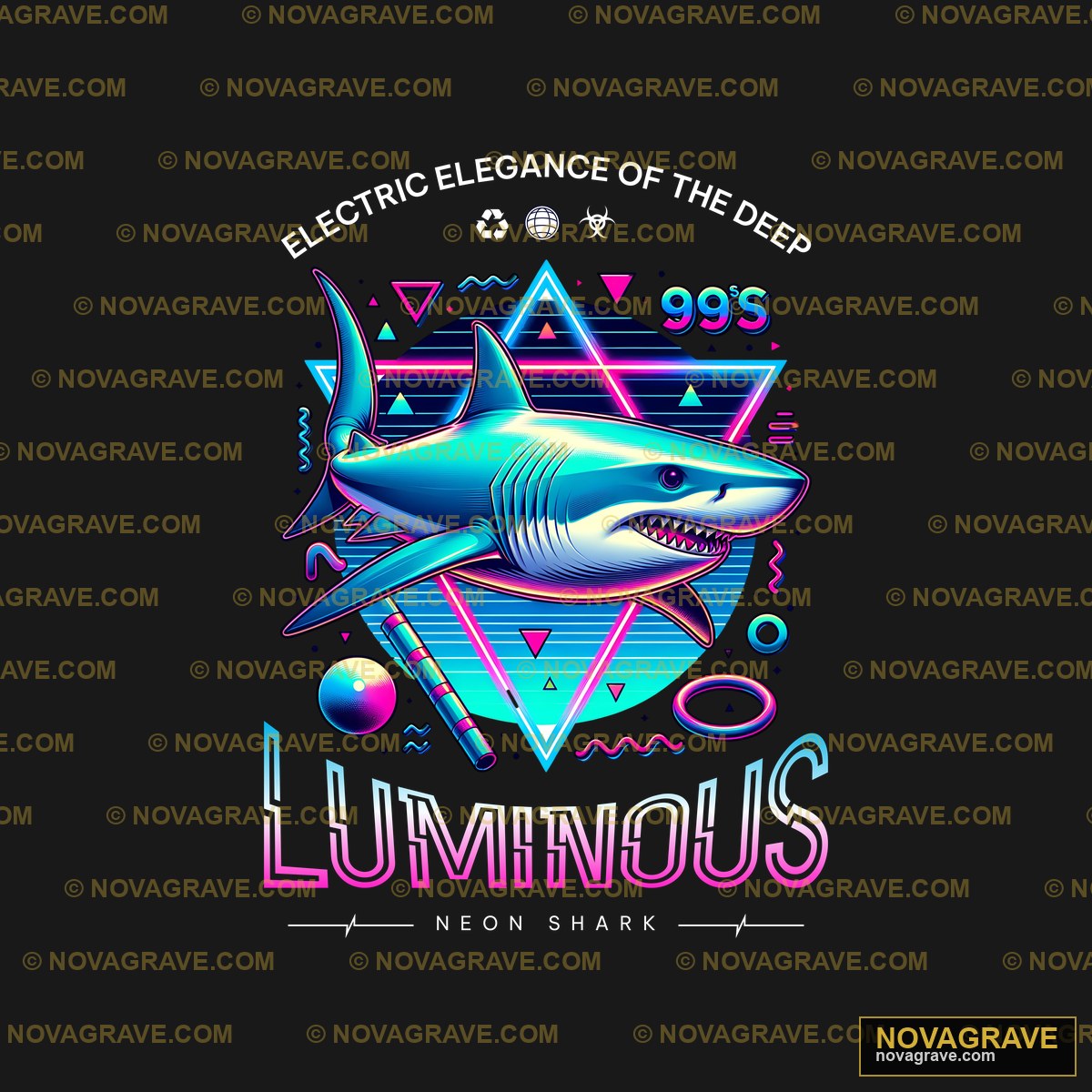 A Shark With A Neon Glow On Its Face Animals Wildlife - Design DTF