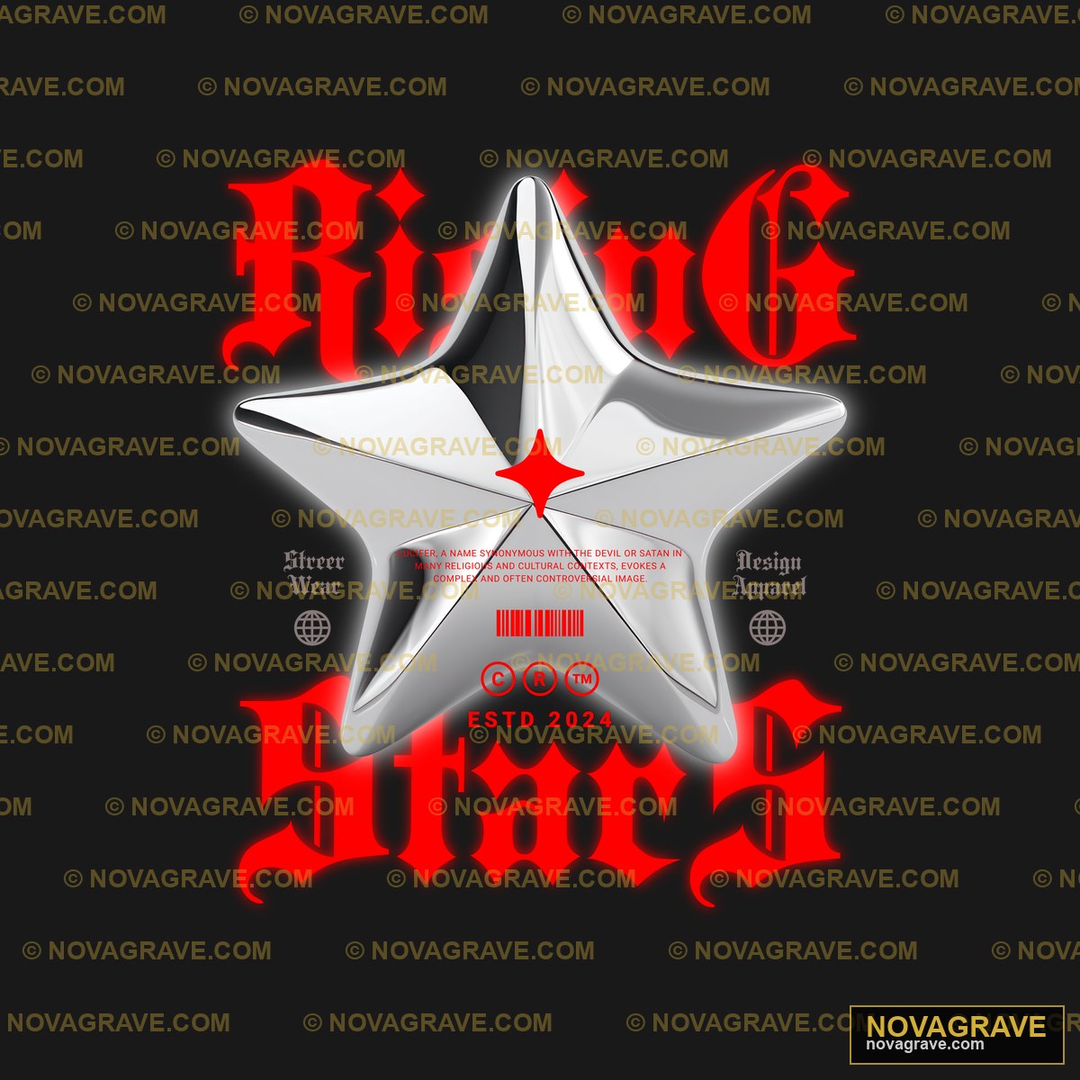 A Silver Star With Red Paint On It Nature Botanical - Design DTF