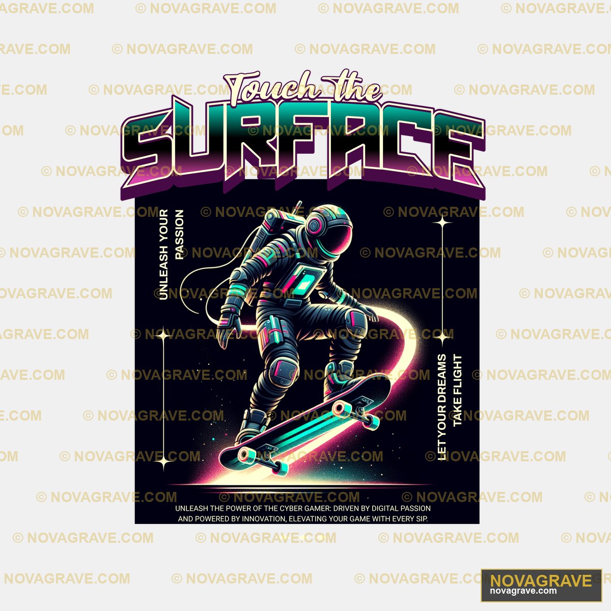 A Skateboarder In A Space Suit Is Riding A Sk Sports Fitness - DTF Transfer Design