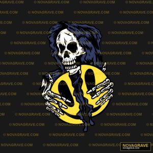 A Skeleton Holding A Guitar And A Skull Streetwear Urban - DTF Transfer Design