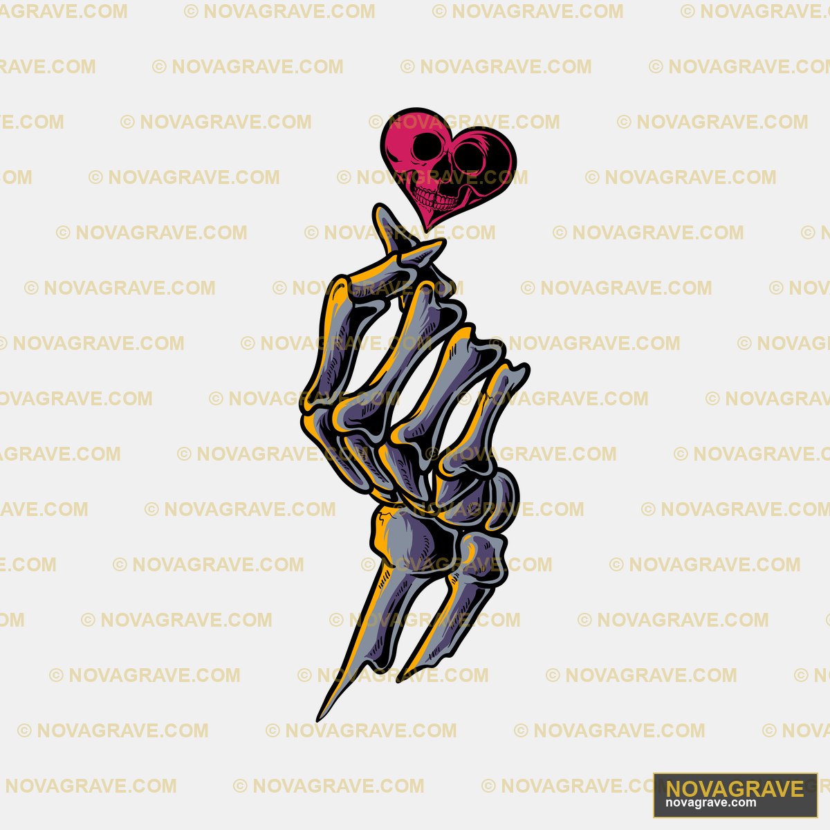 A Skeleton Holding A Heart In His Hand Streetwear Urban - Design DTF