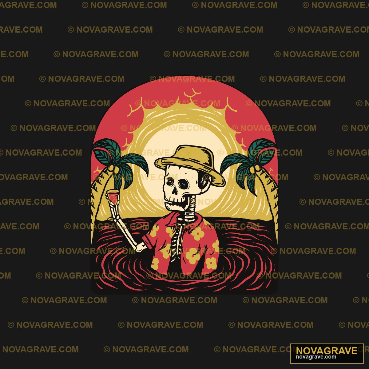 A Skeleton In A Hat And A Red Shirt Holding A Streetwear Urban - DTF Transfer Design