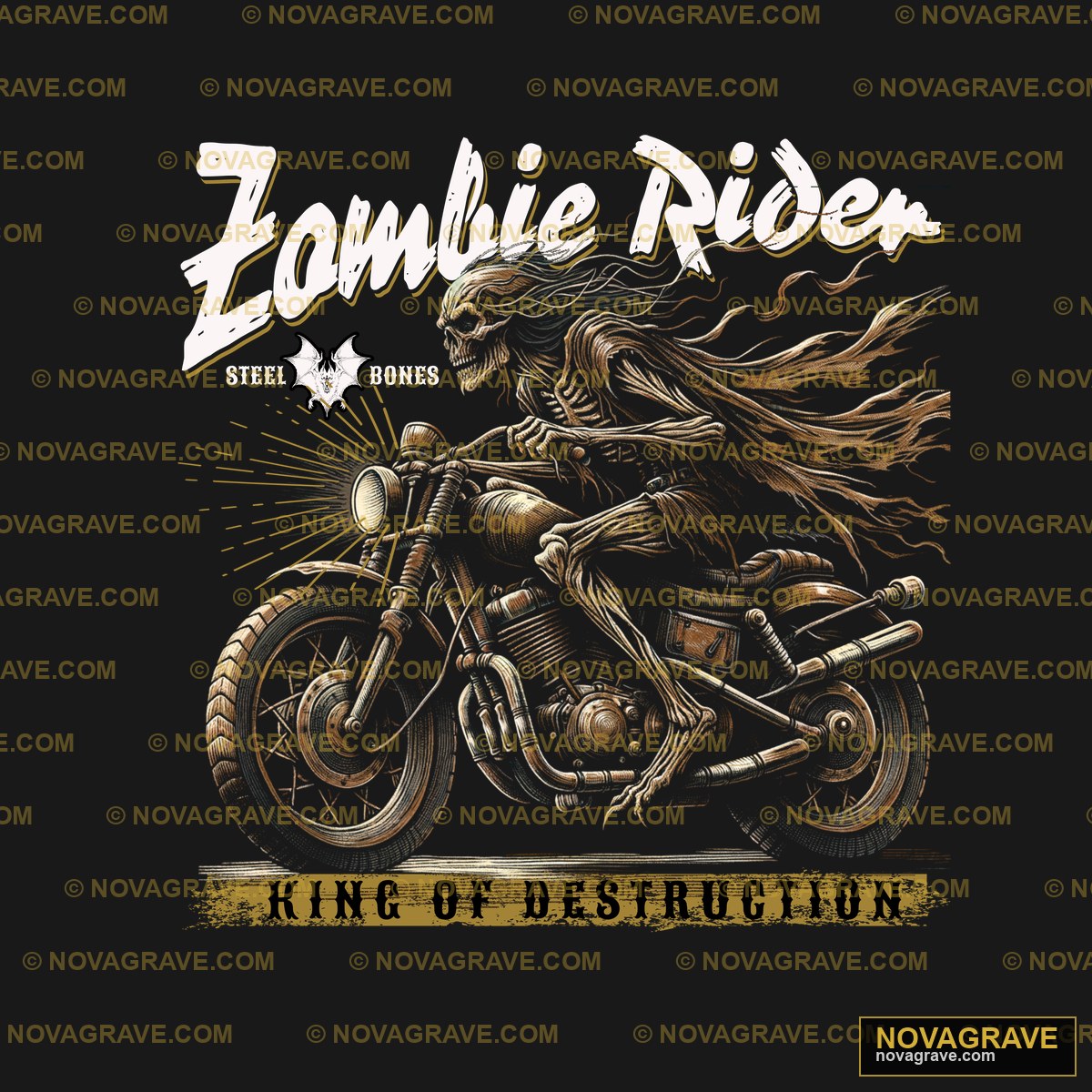 A Skeleton Riding A Motorcycle Streetwear Urban - DTF Ontwerp