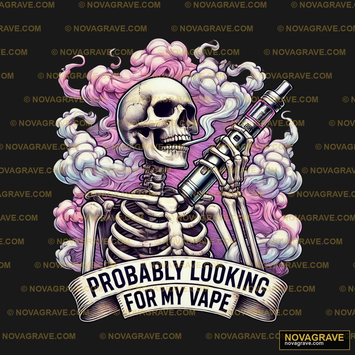 A Skeleton Smoking A Pipe With The Words Prob Streetwear Urban DTF Design
