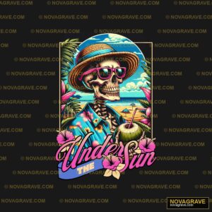 A Skeleton Wearing A Straw Hat And Sunglasses Streetwear Urban - DTF Ontwerp