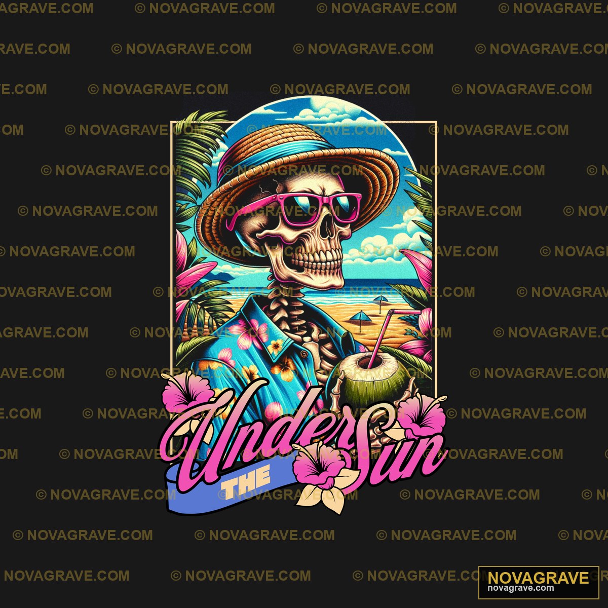 A Skeleton Wearing A Straw Hat And Sunglasses Streetwear Urban - Design DTF
