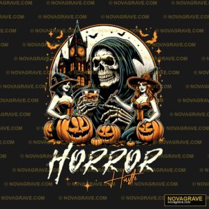 A Skeleton With A Hat And A Broom Sitting On Streetwear Urban - DTF Ontwerp