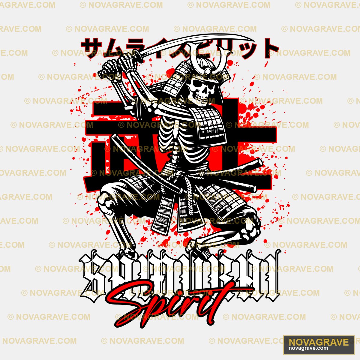 A Skeleton With A Sword And A Red Paint Spied Streetwear Urban - DTF Transfer Design