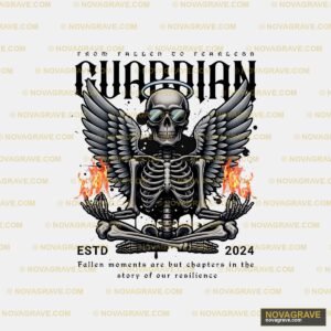 A Skeleton With Wings And A Skull On Fire Streetwear Urban - Design DTF
