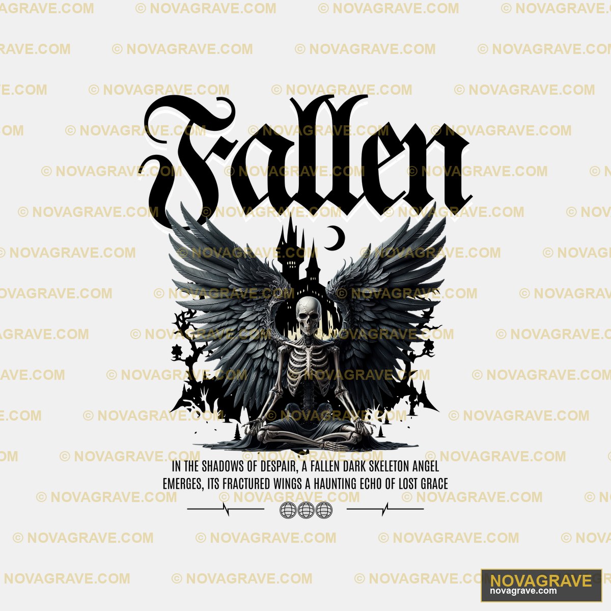 A Skeleton With Wings Sitting On A Black Back Streetwear Urban 2 - DTF Ontwerp