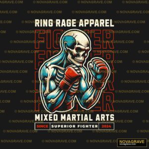 A Skull Boxing With A Boxing Glove And A Red Streetwear Urban - Design DTF