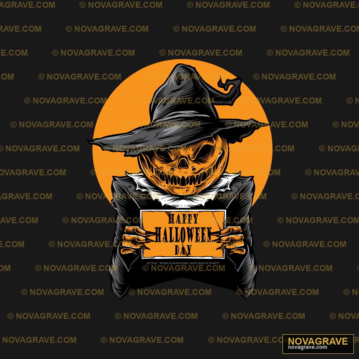 A Skull In A Witch Hat Holding A Sign Streetwear Urban - DTF Ontwerp
