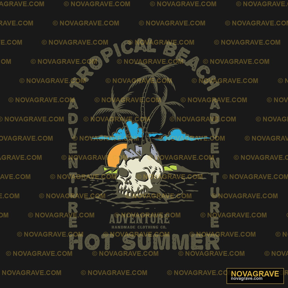 A Skull On The Beach With Palm Trees And The Streetwear Urban - DTF Ontwerp