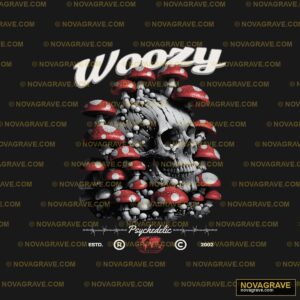 A Skull Surrounded By Mushrooms And Mushrooms Streetwear Urban - Design DTF