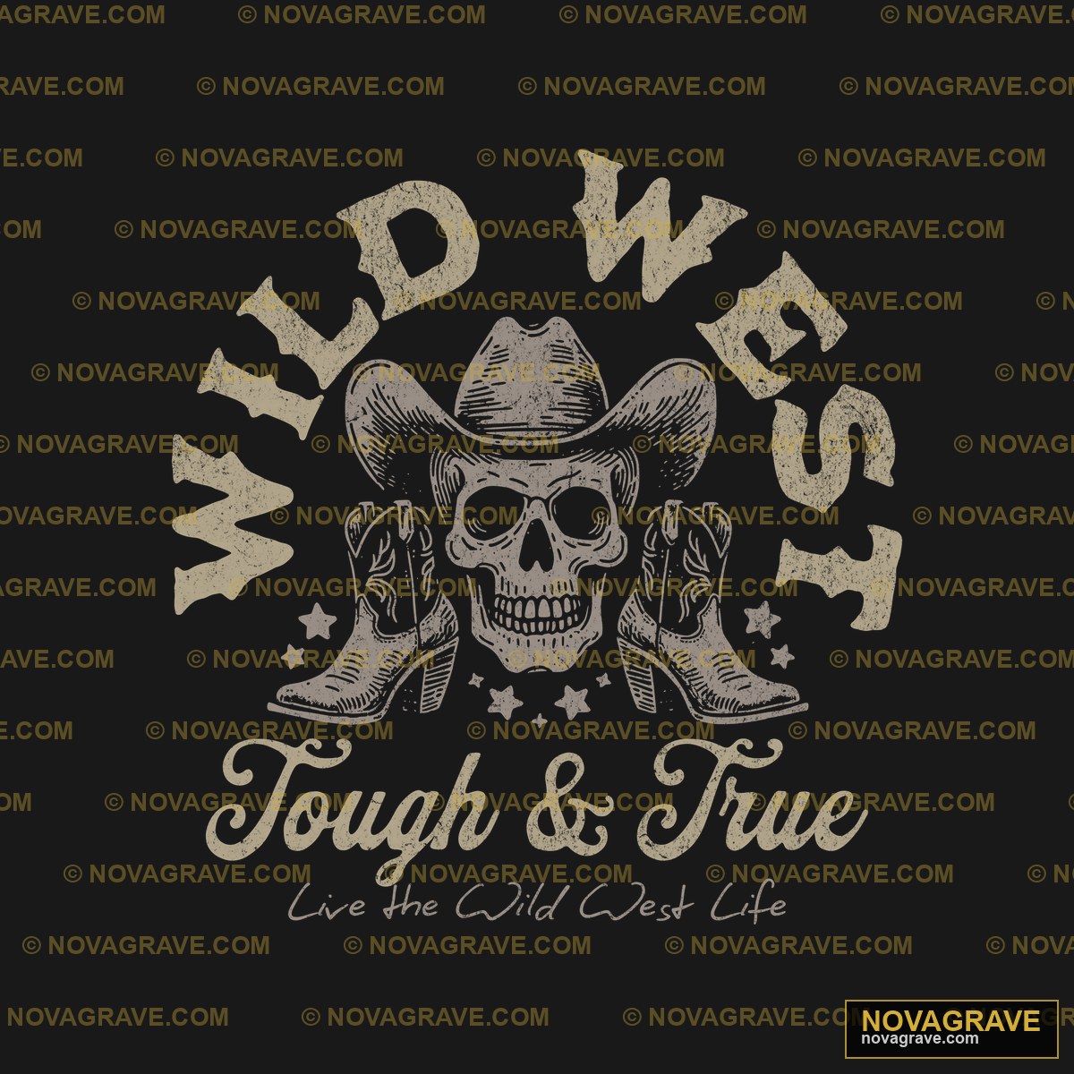 A Skull Wearing A Cowboy Hat And Holding A Re Animals Wildlife DTF Design