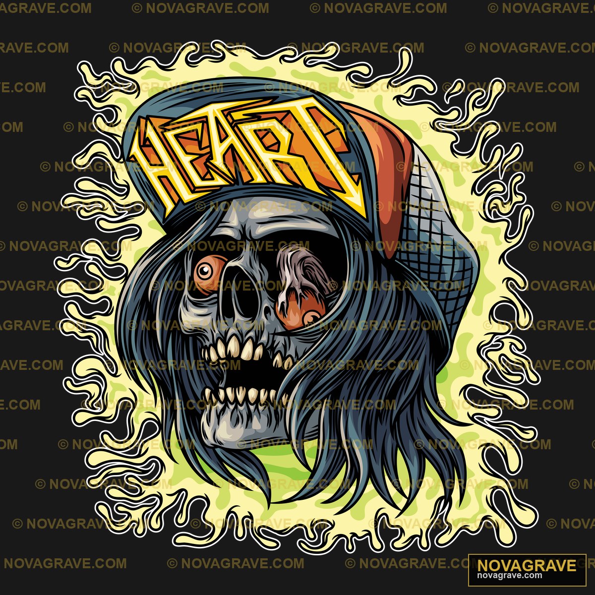 A Skull Wearing A Hat And A Hoodie Streetwear Urban - DTF Transfer Design