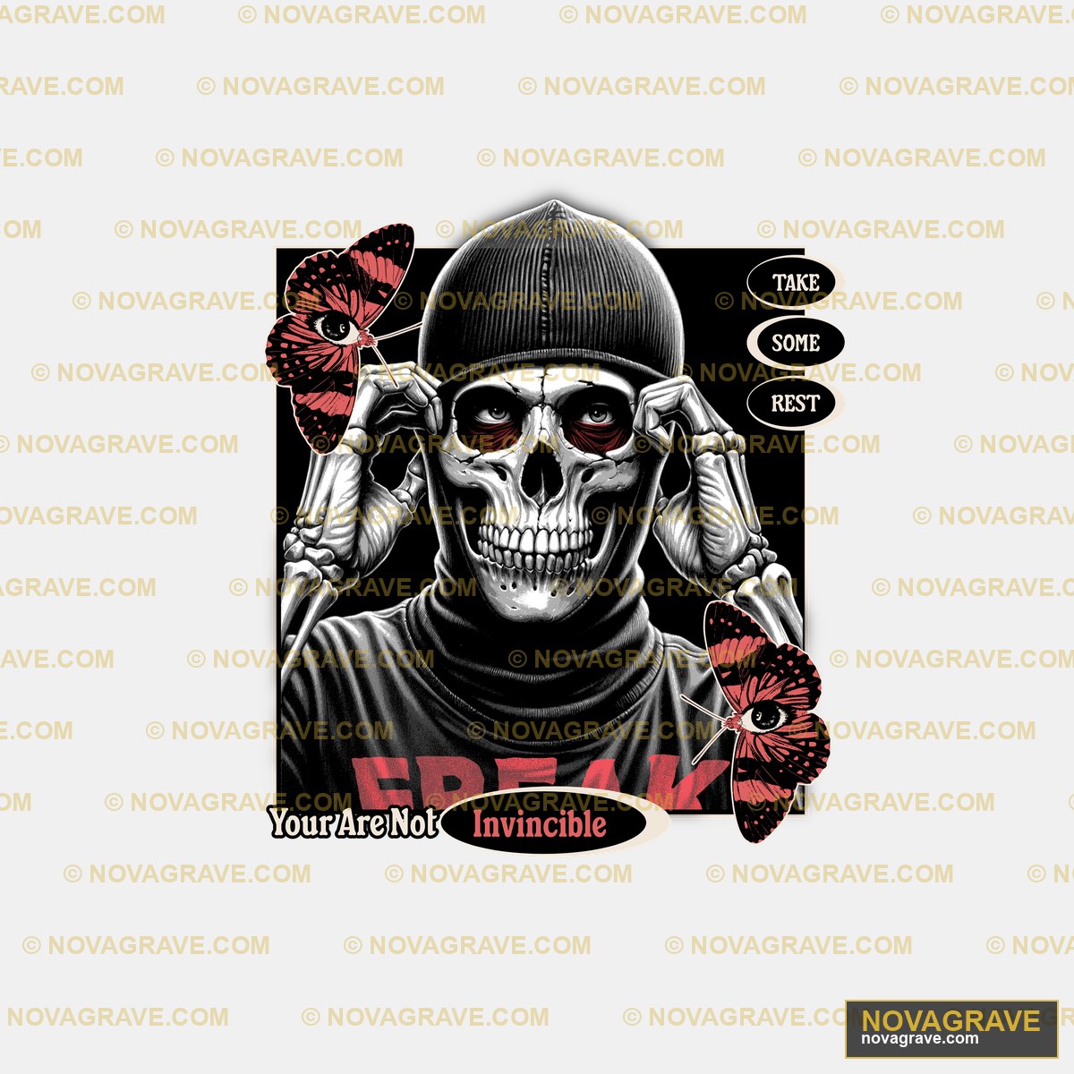 Skeleton Butterfly DTF Design PNG - Dark Gothic Art
