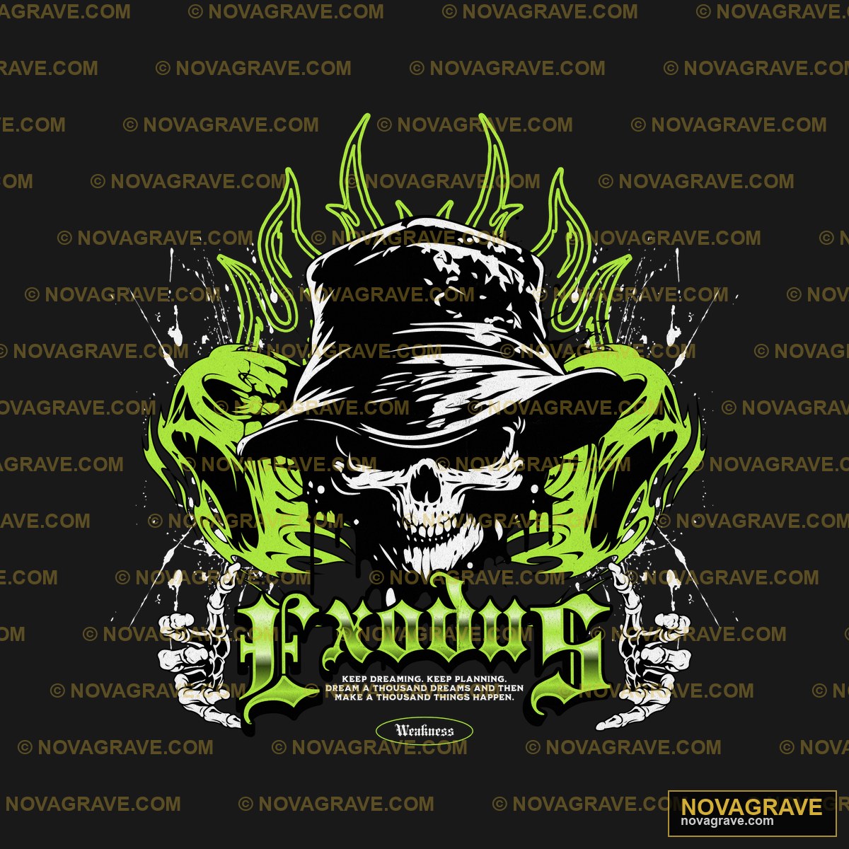 A Skull Wearing A Hat And Holding A Knife Streetwear Urban - DTF Transfer Design