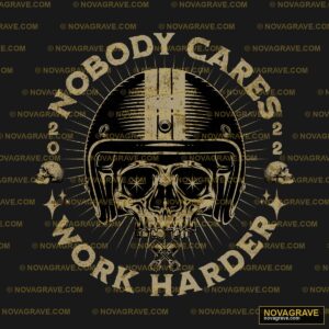A Skull Wearing A Helmet With The Words Nobod Streetwear Urban - DTF Transfer Design