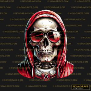 A Skull Wearing A Red Hoodie And Sunglasses Streetwear Urban - DTF Transfer Design