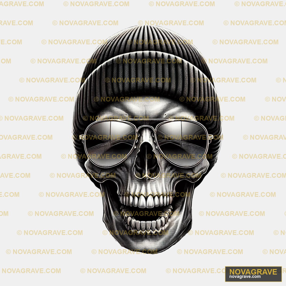 A Skull Wearing Sunglasses And A Beanie Streetwear Urban - Design DTF