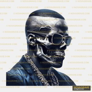 A Skull Wearing Sunglasses And A Black Shirt Streetwear Urban - DTF Transfer Design