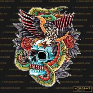 A Skull With A Bird And Flowers On It Animals Wildlife - Design DTF