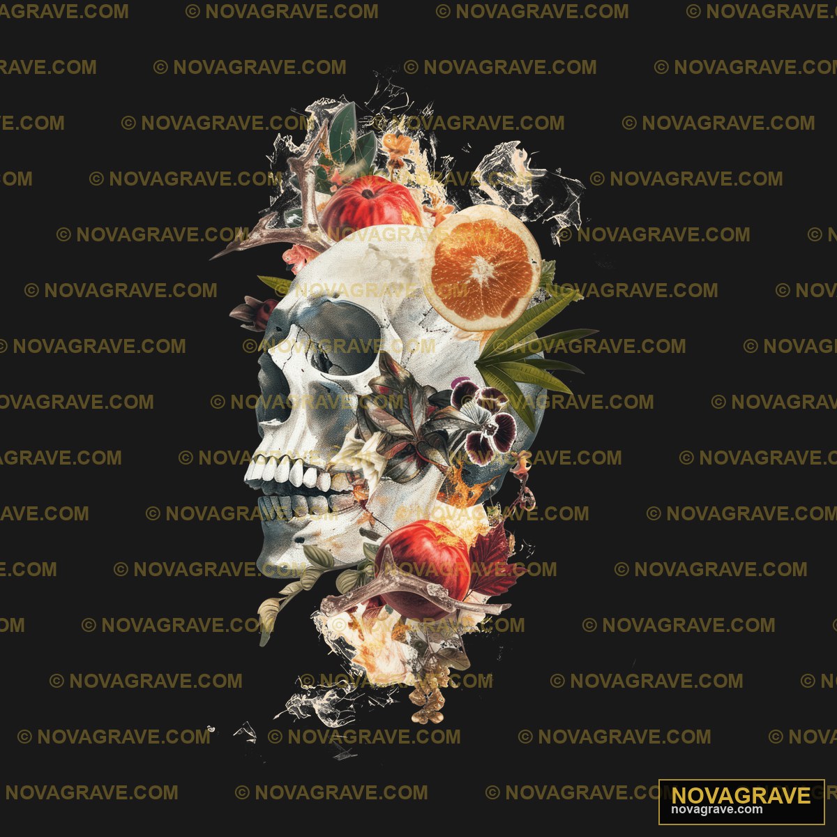 A Skull With A Bunch Of Fruit On It Streetwear Urban - Design DTF