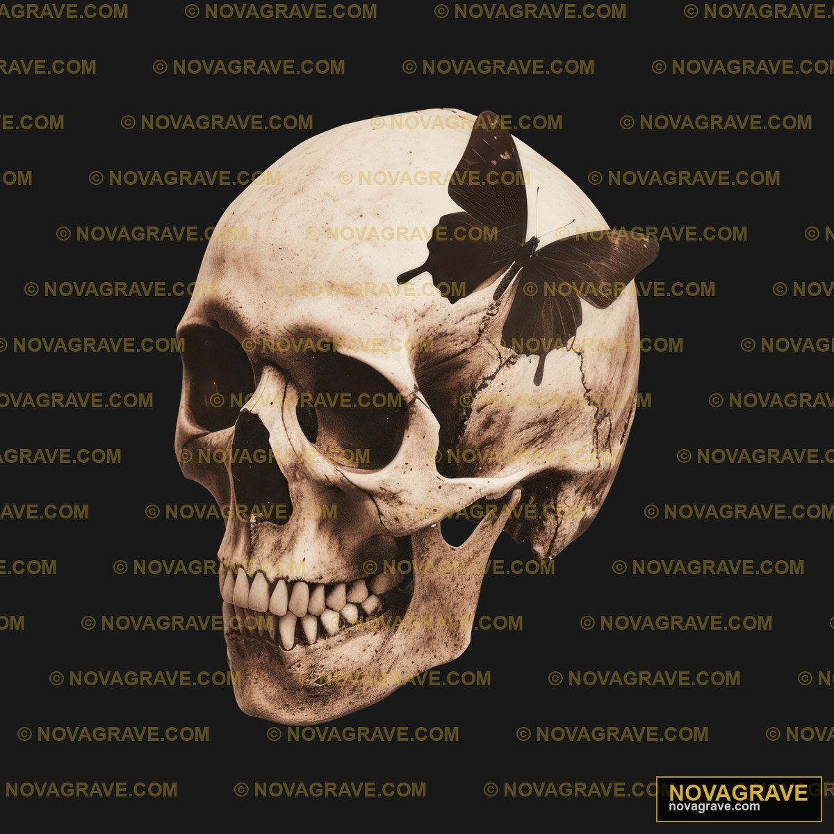 A Skull With A Butterfly On Its Head Animals Wildlife - DTF Ontwerp