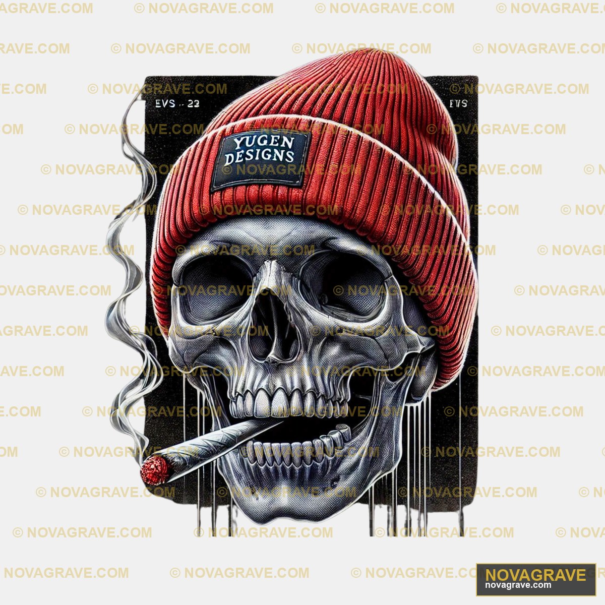 A Skull With A Cigarette In Its Mouth Streetwear Urban 3 2 - DTF Ontwerp