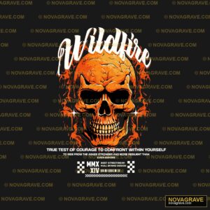 A Skull With A Flame On Its Head Streetwear Urban - Design DTF